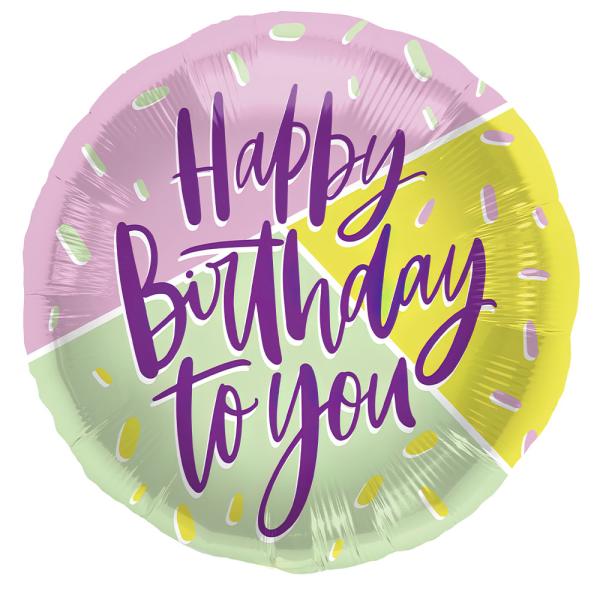Happy Birthday to You Folioilmapallo Pinkkikeltavioletti