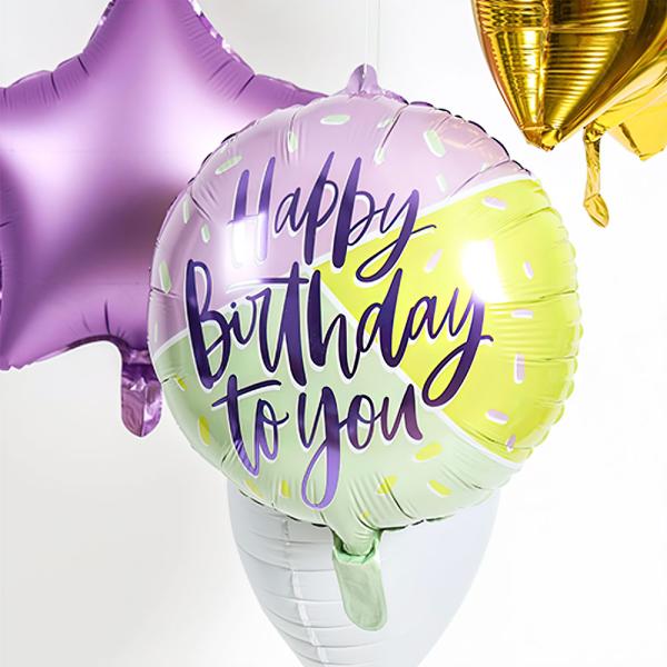 Happy Birthday to You Folioilmapallo Pinkkikeltavioletti