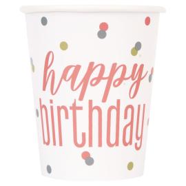 Happy Birthday Mukit Valkoinen & Vaaleanpunainen