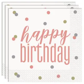 Happy Birthday Lautasliinat Valkoinen & Vaaleanpunainen