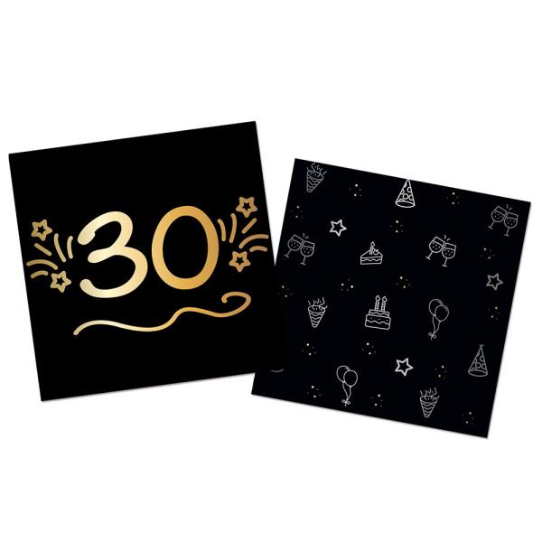 Paperiservetit Musta 30 vuotta 16 kpl