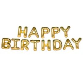 Ilmapalloviirinauha Happy Birthday Kulta