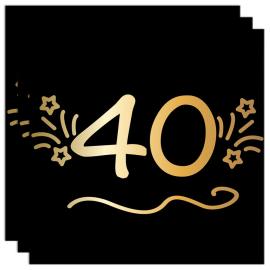 Paperiservetit Musta 40 vuotta 16 kpl