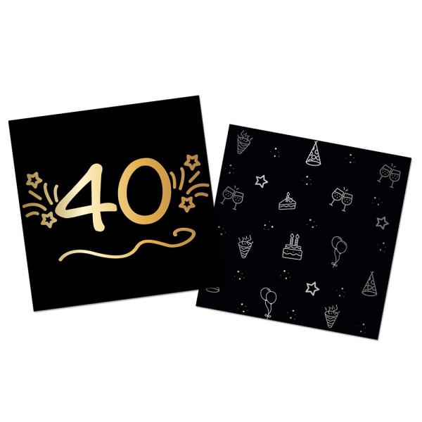 Paperiservetit Musta 40 vuotta 16 kpl
