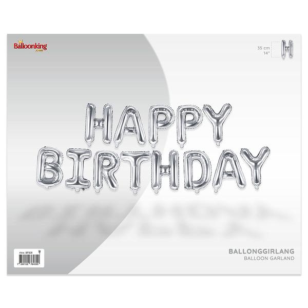 Ilmapalloviirinauha Happy Birthday Hopea