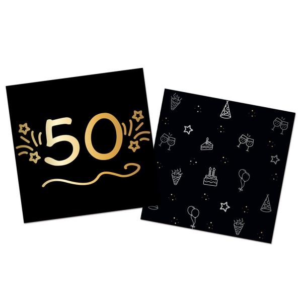Paperiservetit Musta 50 vuotta 16 kpl