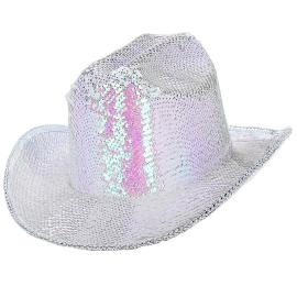 Cowboyhattu Paljetit Irisoiva Valkoinen