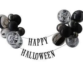 Ilmapalloviirinauha Happy Halloween Musta