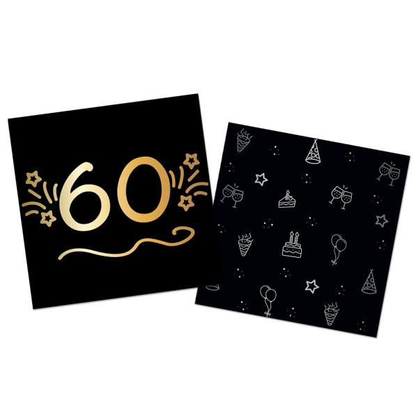 Paperiservetit Musta 60 vuotta 16 kpl