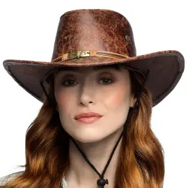 Tekonahkainen Cowboyhattu Ruskea