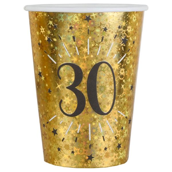 Pahvimukit 30 v Birthday Party Kulta