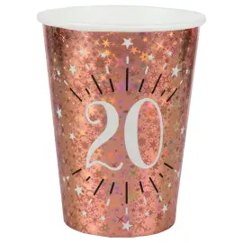 Pahvimukit 20 v Birthday Party Ruusukulta