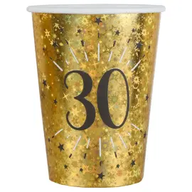 Pahvimukit 30 v Birthday Party Kulta
