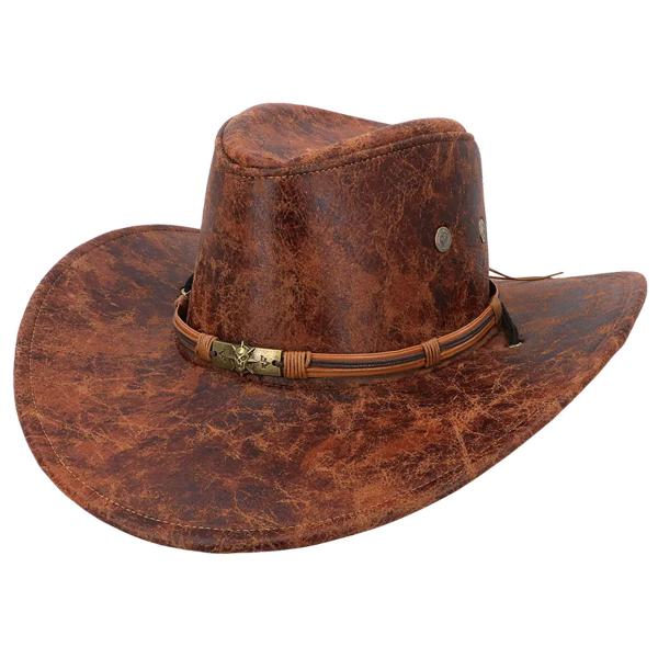 Tekonahkainen Cowboyhattu Ruskea
