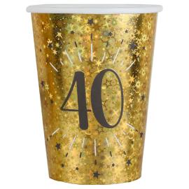 Pahvimukit 40 v Birthday Party Kulta