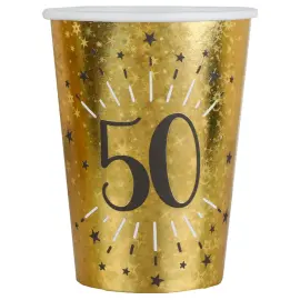 Pahvimukit 50 v Birthday Party Kulta