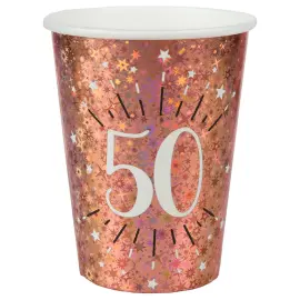 Pahvimukit 50 v Birthday Party Ruusukulta