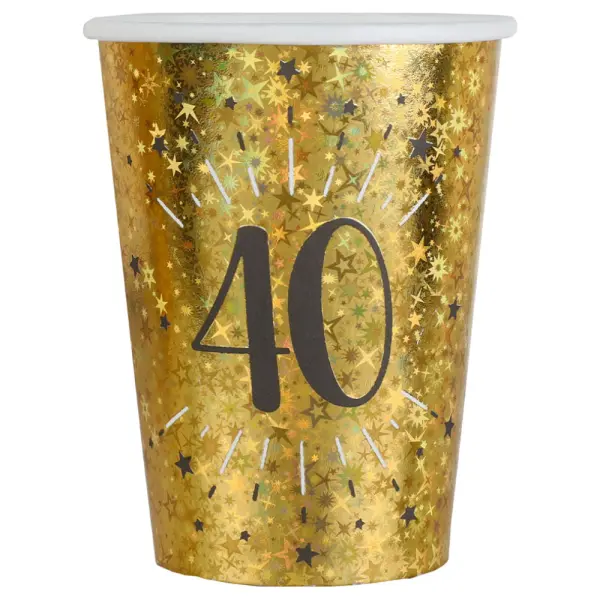 Pahvimukit 40 v Birthday Party Kulta