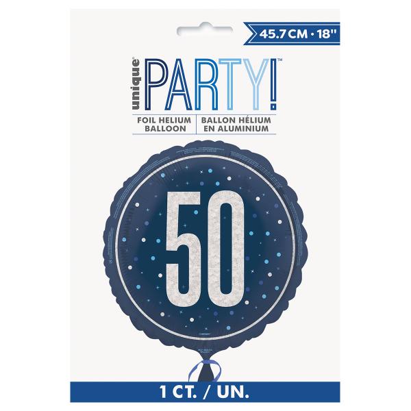 Pyöreä Folioilmapallo Numerolla 50 Tummansininen 45,7 cm