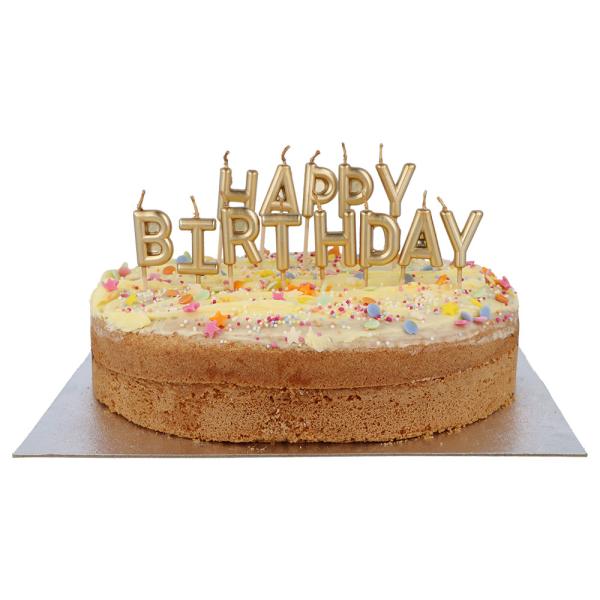 Kirjainkynttilät Happy Birthday Kulta