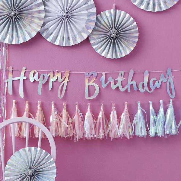 Sateenkaaren Väreissä Kimaltava Banderolli Happy Birthday