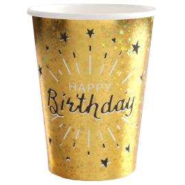 Pahvimukit Happy Birthday Party Kulta
