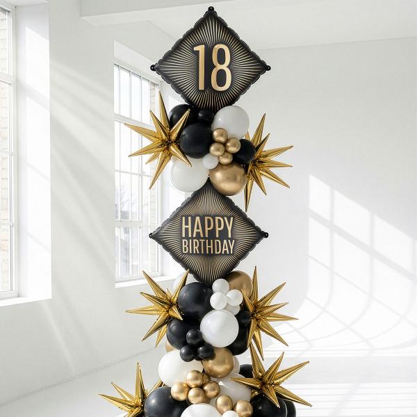 Folioilmapallo 18 Musta/Kulta 46 cm