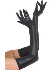 Mustat Pitkät Hansikkaat Wet Look