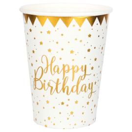 Pahvimukit Happy Birthday Tähtikuvioiset