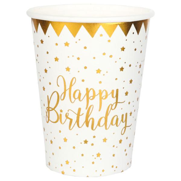 Pahvimukit Happy Birthday Tähtikuvioiset