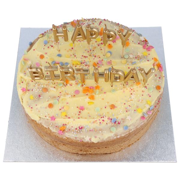 Kirjainkynttilät Happy Birthday Kulta