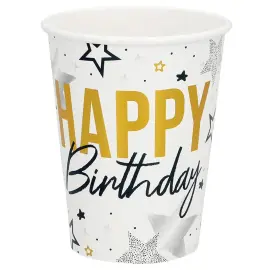 Pahvimukit Happy Birthday 25 cl