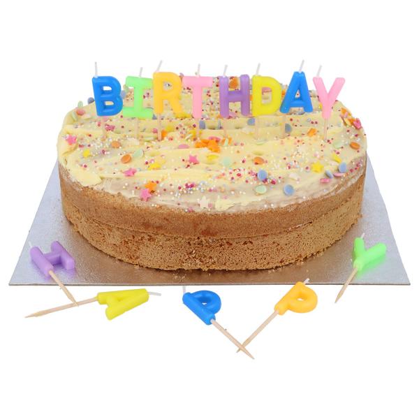 Kirjainkynttilät Happy Birthday Monivärinen