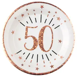 Pahvilautaset 50 v Birthday Party Ruusukulta