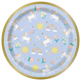 Yksisarvinen Pahvilautaset Sininen 22cm 8 kpl