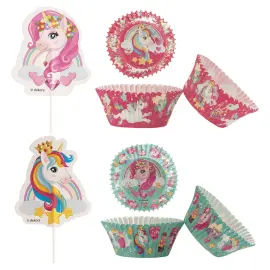 Muffinivuoat ja Cake Toppers Yksisarvinen 48 kpl