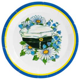 Pahviset J&auml;lkiruokalautaset Ylioppilaslakki/Kukat 18 cm 8 kpl