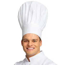 Pitk&auml; Valkoinen Kokkihattu