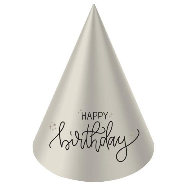Juhlahatut Happy Birthday Musta/Kermanvalkoinen 6 kpl