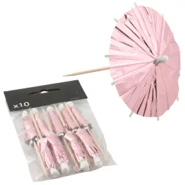 Cocktailtikut Päivänvarjo Metallinhohto Vaaleanpinkki 10 kpl