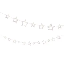 Viirinauha Valkoiset Tähdilla Pinkillä Glitterillä