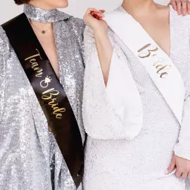 Olkanauha Bride & Team Bride Musta/Valkoinen 6-kpl