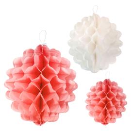 Roikkuva Honeycomb Vaaleanpunainen ja Valkoinen
