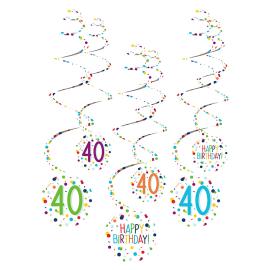 Riippuvat Pyörrekoristeet 40 v Konfetti Birthday