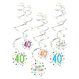 Riippuvat Pyörrekoristeet 40 v Konfetti Birthday