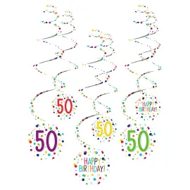 Riippuvat Pyörrekoristeet 50 v Konfetti Birthday