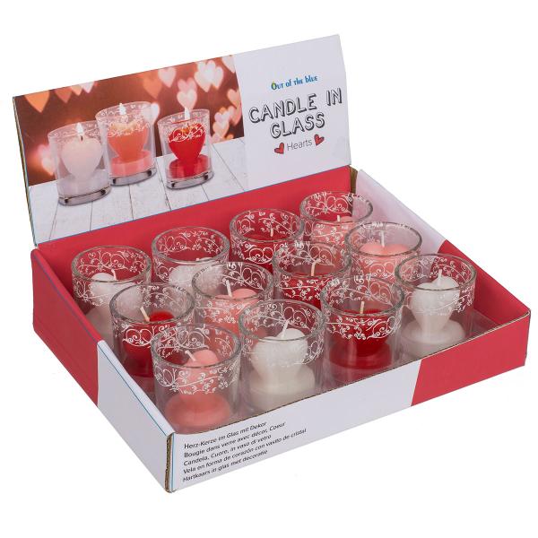 Sydänkynttilä Koristeellisessa Lasissa