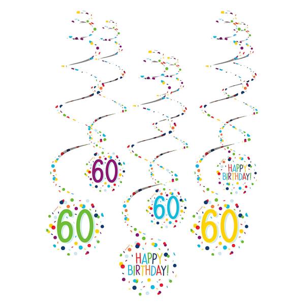 Riippuvat Pyörrekoristeet 60 v Konfetti Birthday