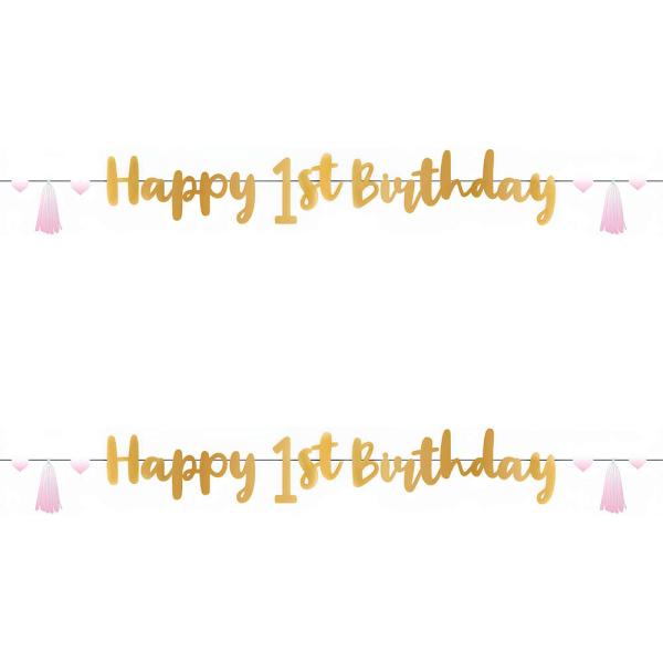 Good 1st Birthday Kirjainnauha Vaaleanpunainen