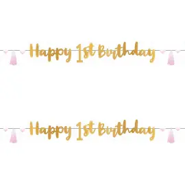 Good 1st Birthday Kirjainnauha Vaaleanpunainen